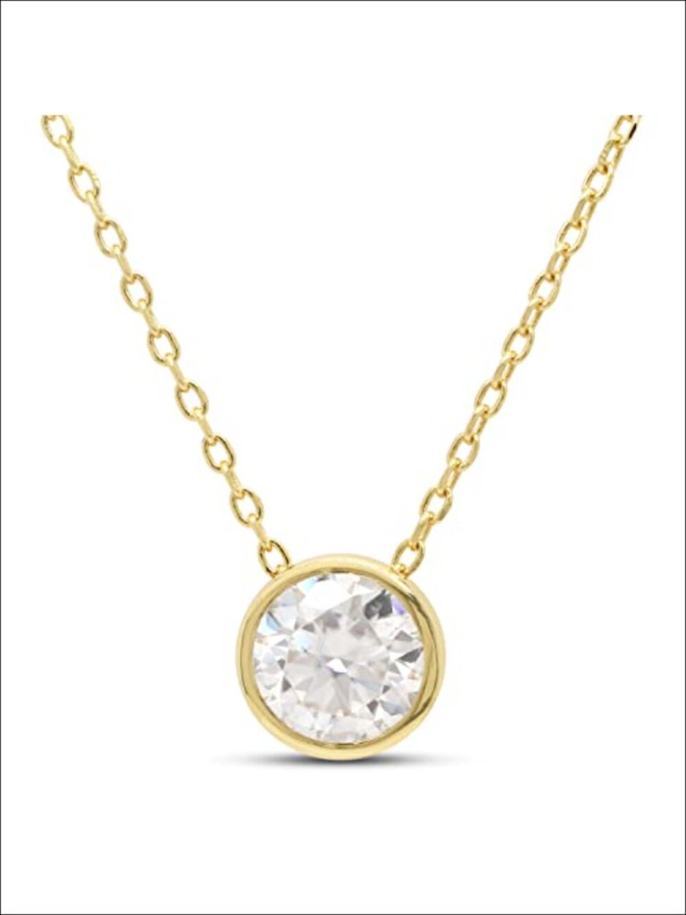14K Yellow Gold Plated 925 Sterling Silver Bezel Set Solitaire Moissanite